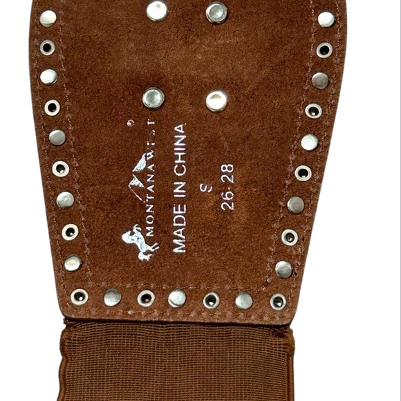 Montana West double buckle Brown Leather Belt with Silver Buckle - Picture 11 of 13